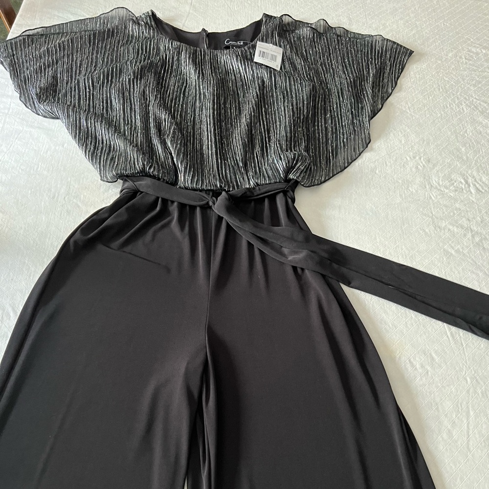 Size 6, black and silver jumpsuit with belt